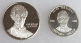 Lot (2) Vintage Signed Sterling Abraham Lincoln Commemorative Tokens
