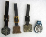 Group (4) Vintage Watch Fobs. All Equipment Related. (Cat, Euclid, Adams, Etc)