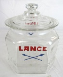 Vintage Lance Glass Lidded Advertising Biscuit or Cookie Jar