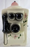Vintage Cardinal Pottery #311 Wall Telephone Cookie Jar