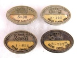 Lot (4) Antique Fisher Body (Grand Rapids Plant) Worker / Employee Plant Badges