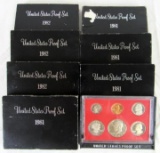 Lot (7) 1980's US Mint Proof Sets