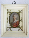 Antique Oil on Ivory (or Shell) Miniature Victorian Portrait