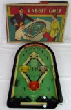 Antique 1932 Dated Rabbit Golf Tin Litho Pinball Game