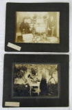 (2) Antique Ca. 1900 Cabinet Photos. Edison Cylinder Phonographs, Named Man Orva Harmon