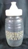 Rare Prohibition Era Rosenbloom American Brandy 1 Qt. Glass Bottle w/ Porcelain Lid