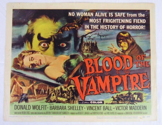 Blood of the Vampire (1958) 11 X 14 Title Lobby Card