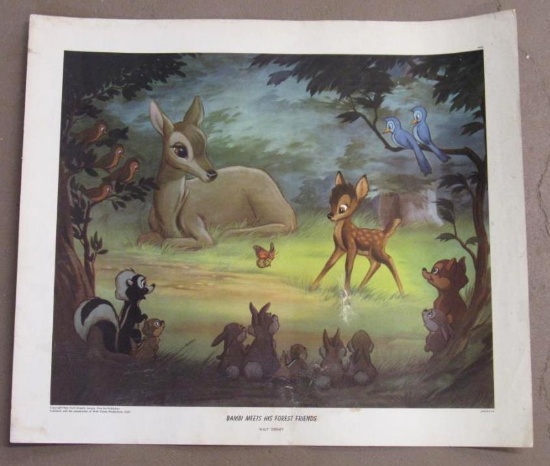 Bambi Meets His Forest Friends (1947) Walt Disney Print