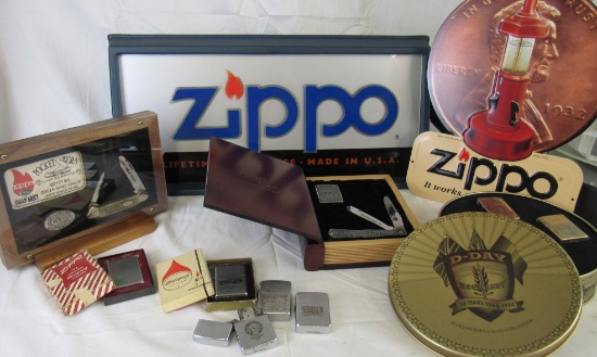 HUGE Zippo & Case XX Auction Lighters Knives MORE!