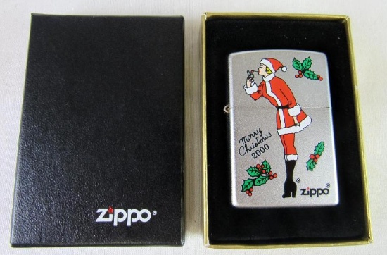 NOS 2000 Varga Girl "Windy" Merry Christmas Zippo Lighter MIB