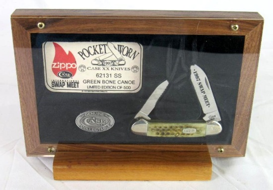 Rare Case XX Zippo 1997 Swap Meet "Canoe" Folding Pocket Knife in Walnut Display #264/500