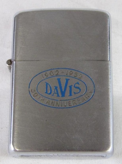 1952 G.W. Davis Corp 50th Anniversary Advertising Zippo Lighter