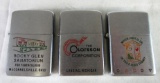 Lot (3) 1958-1959 Advertising Zippo Lighters