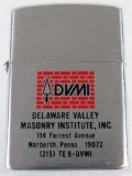 Un-Used 1973 Deleware Valley Masonry Advertising Zippo Lighter