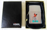 NOS 1999 Lossproof Sports Golfer Zippo Lighter w/ Lanyard MIB