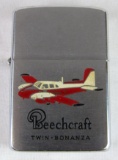 Rare 1958 Beechcraft Airplanes Twin Bonanza Advertising Zippo Lighter