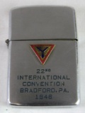 Excellent 1946 International Men's Club (Bradford, PA) Convention Zippo Lighter