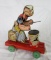 Rare Antique Fisher Price #491 Popeye w/ Drum Wood Pull Toy