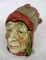 Vintage Porcelain Indian Chief Lidded Tobacco Humidor