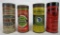 (4) Antique Gas & Oil Tube/ Tire Patch Repair Cans- Thunderbolt, Boyers, Never-Off, Tiretite