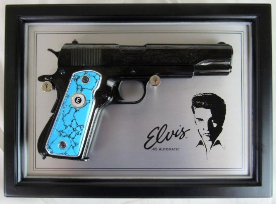 Vintage Franklin Mint Elvis Presley's Replica Turquoise Handled .45 Auto Pistol