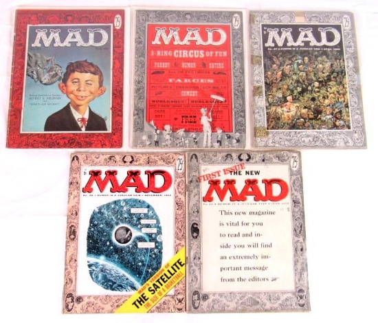Lot (5) 1950's Mad Magazines #24-30. Includes #24 (1st Magazine Size Issue)