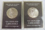 Lot (2) Franklin Mint First Step on the Moon Sterling Silver Rounds