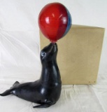 Vintage Tin Battery Operated Seal Toy in Original Box