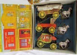 Antique Northwestern Products Tin Litho Stage Coach Box Set