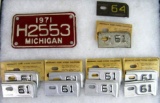 Vintage Michigan License Plate Tabs Grouping