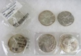 Lot (6) Assorted US Silver Eagle Coins w/ Uncirculated
