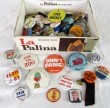 Huge Lot of Vintage Buttons, Pinbacks, & Pins