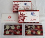 Lot (2) 2003 US Silver Proof Coin Sets MIB