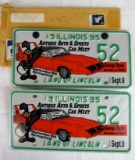 1995 Illinois Auto & Sports Swap Meet License Plates Pair- With Plymouth Roadrunner