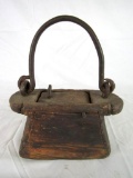 Outstanding Primitive Wood & Hand Forged Iron Bait Box