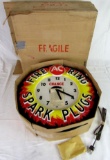 Outstanding Vintage AC Spark Plugs Fire Ring/ Plastic Lighted Advertising Clock NOS!!