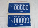 (2) Vintage Michigan Sample License Plates- Vietnam & Lebanon Veterans
