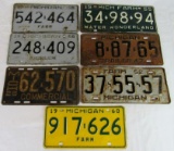 Grouping Antique Michigan License Plates- Commercial, Farm, Trailer