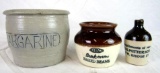 (3) Antique Small Stoneware Pieces including Miniature Whiskey Jug