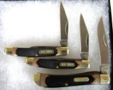 Set (3) Vintage Schrade Old Timer Folding Pocket Knives
