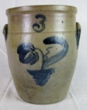 Beautifully Decorated Antique 3 Gallon Stoneware Crock