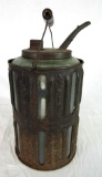 Antique 1881 Dated Daisy Glass/ Metal Kerosene or Oil Can/ Jar