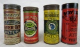 (4) Antique Gas & Oil Tube/ Tire Patch Repair Cans- Thunderbolt, Boyers, Never-Off, Tiretite