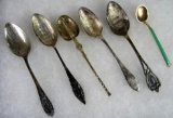 Lot (6) Antique Signed Sterling Silver Souvenir Spoons