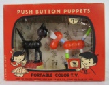 Antique Kohner Push Button Puppets Cat & Dog Toys MIB