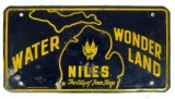 Vintage Ca. 1950's Niles Michigan Water Wonder Land License Plate