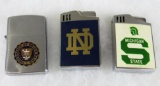 Lot (3) Vintage & Antique Collegiate Cigarette Lighters. Notre Dame & MSU