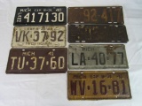 Grouping of Antique Michigan License Plates 1920's-1940's