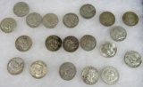 Lot (20) $10.00 Face US Franklin 90% Silver Half Dollars