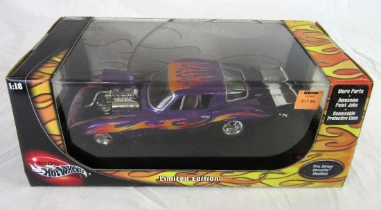 Hot Wheels 100% 1:18 Scale- Pro Street Corvette Modified- Purple w/ Flames